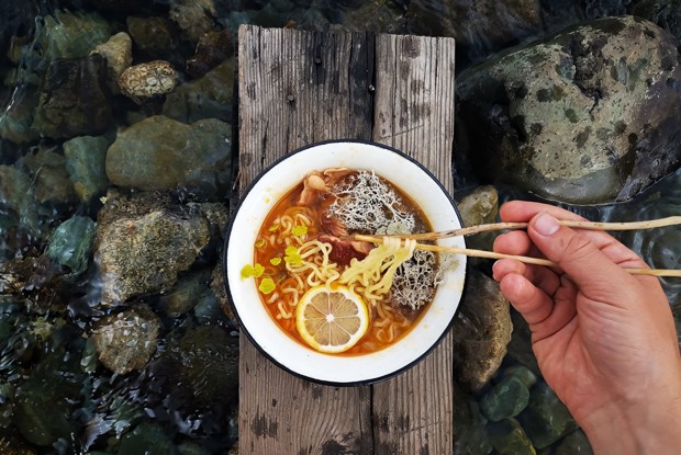 Рамен с копченой курицей