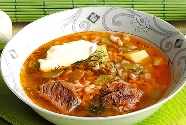 Рассольник с перловкой