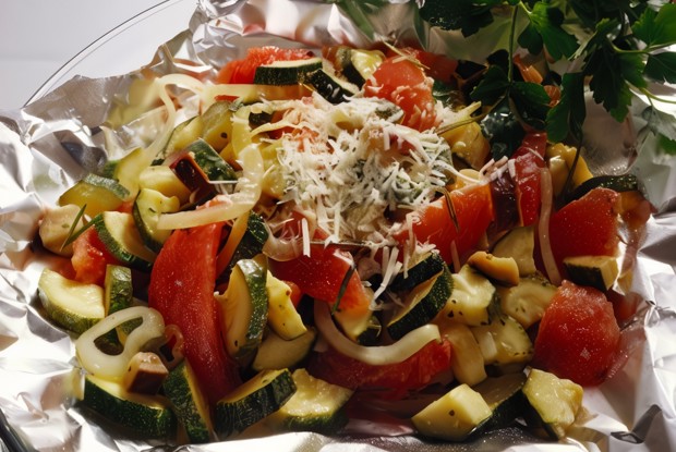 Рататуй с чоризо и ветчиной