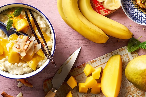 Рисовый пудинг с соусом из манго