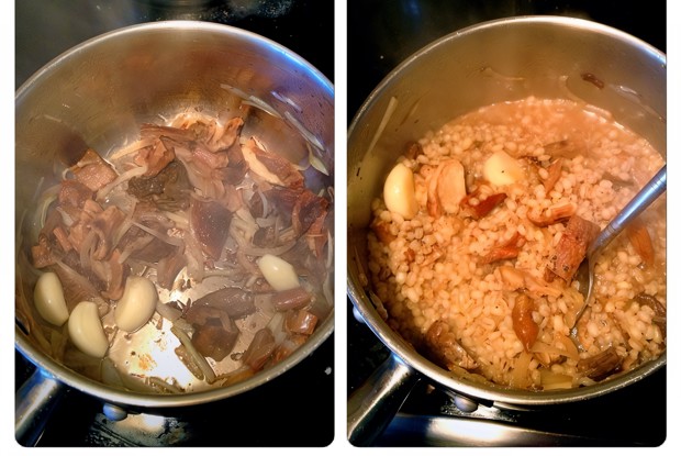 Ризотто из перловой крупы с белыми грибами