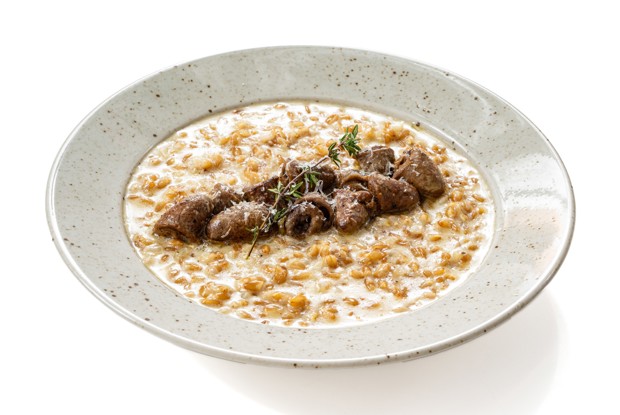 Ризотто из полбы с куриными сердечками