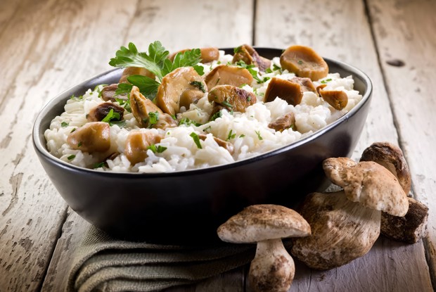 Ризотто с грибами, пармезаном и сметаной