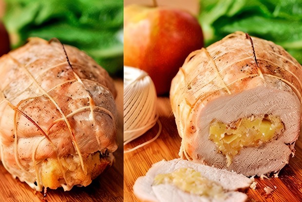 Рулет из свинины с яблоками