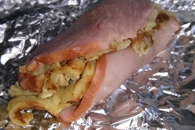 Рулетики с ветчиной и картофельными блинчиками