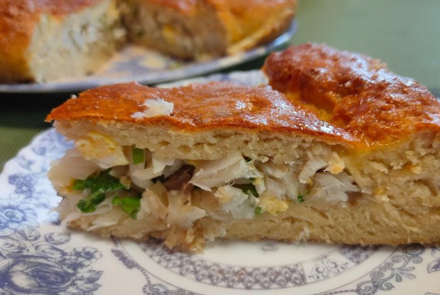 Рыбный пирог на постном тесте