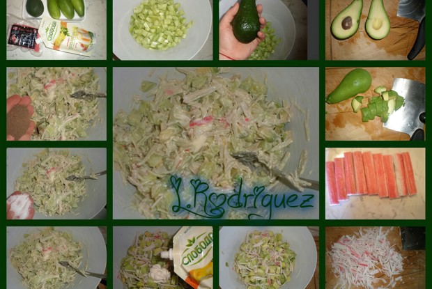 Салат из авокадо с крабовыми палочками