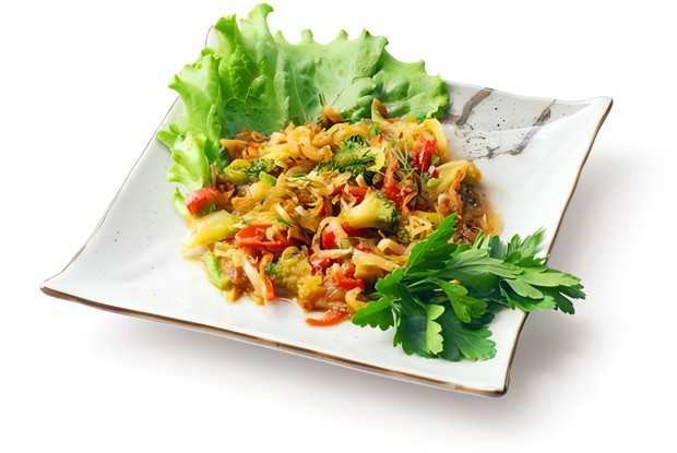 Салат из брокколи с беконом и сладким перцем