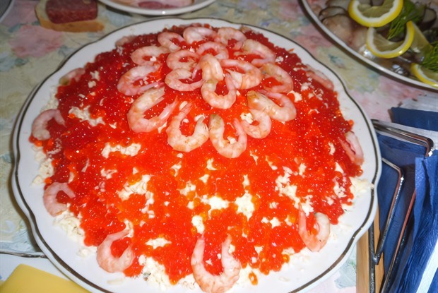 Салат «Креветки под шубой»