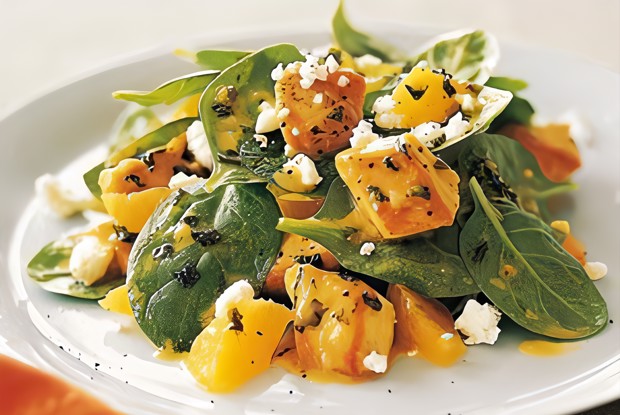 Салат с курицей, апельсинами и сыром фета
