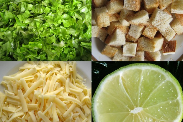 Салат с сыром и сухариками