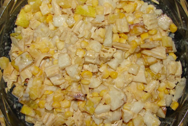 Салат с тыквой, грушей и фучжу