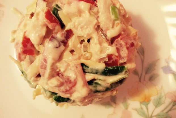 Салат с ветчиной и стручковой фасолью