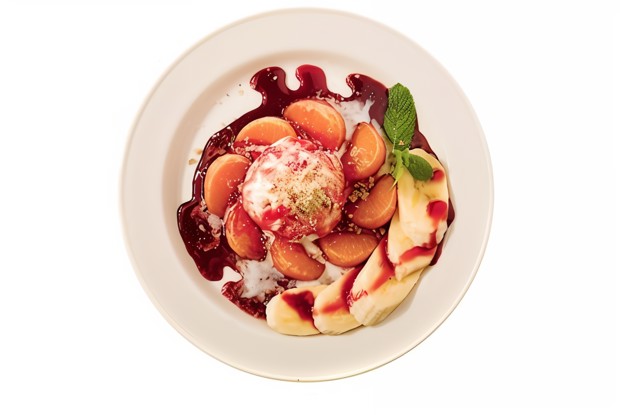 Санди с винным соусом и мандаринами