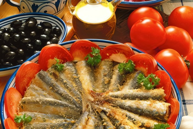 Сардины, запеченные с белым вином и панировочными сухарями