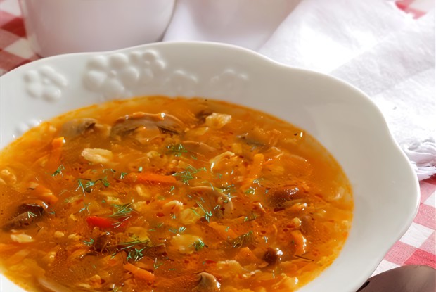 Щи из квашеной капусты на грибном бульоне