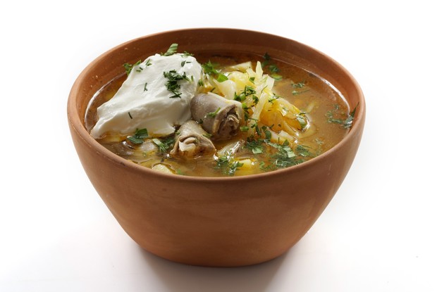 Щи с куриными сердечками