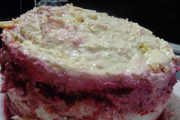 Селедка под шубой без картофеля с яйцами