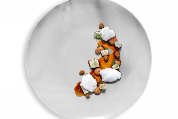 Щеки трески с кремом из водорослей