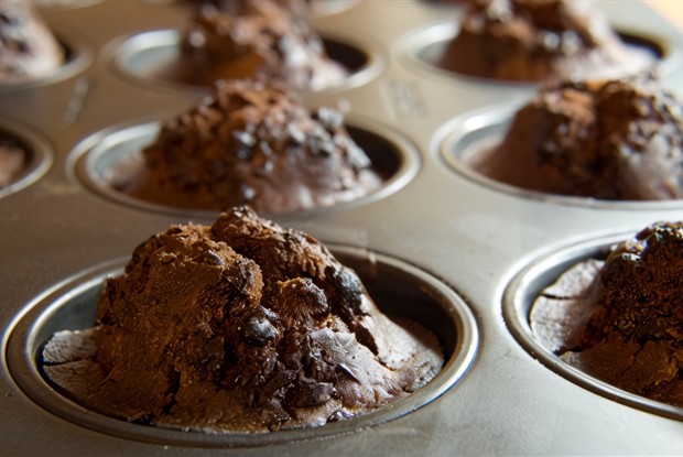 Шоколадные кексы с черникой