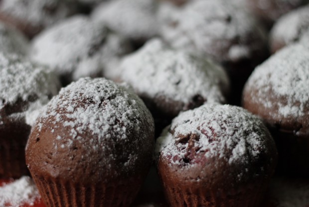 Шоколадные кексы с клюквой