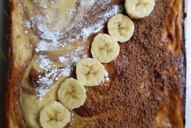 Шоколадно-банановый брауни-чизкейк