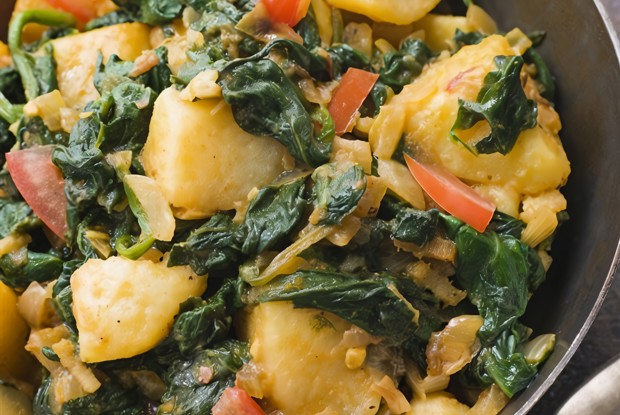 Шпинат с картофелем
