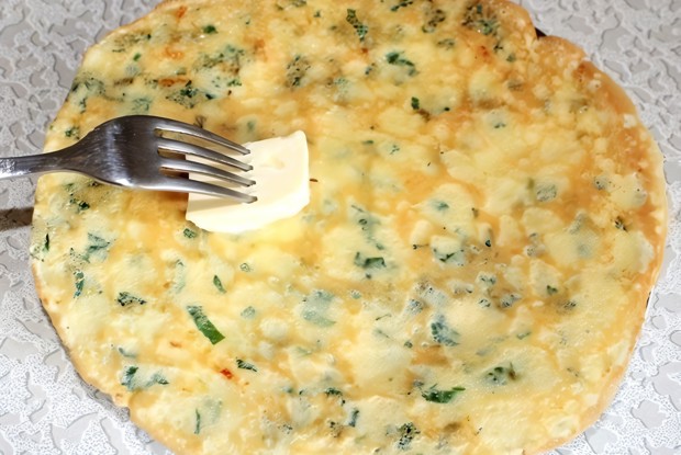 Сырные блинчики с зеленью