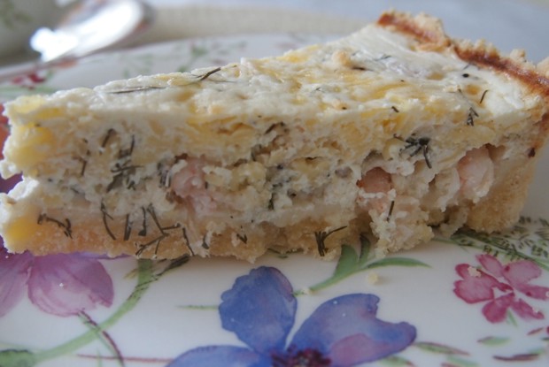 Сырный пирог с креветками