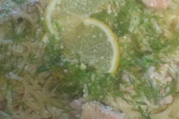 Сливочная паста с лососем и укропом