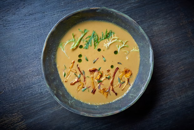 Сливочный крем-суп из лисичек с зеленью