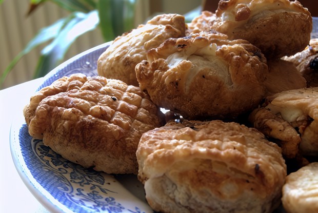 Слоеные пирожки с орехами и фасолью