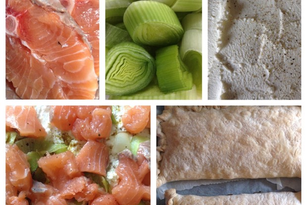 Слоеный пирог из семги с рикоттой