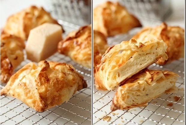 Слойки с сыром и творогом