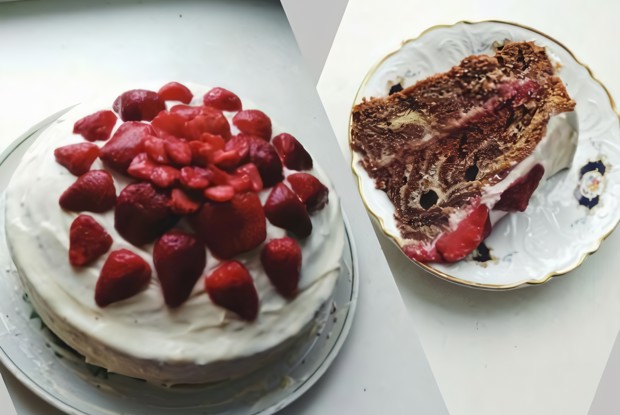 Сметанный пирог «Зебра»