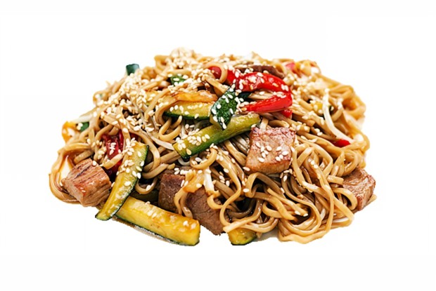 Соба с жареными огурцами