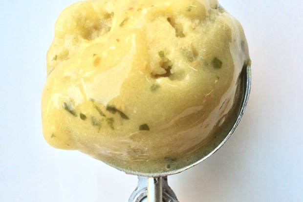 Сорбет с базиликом и белой малиной