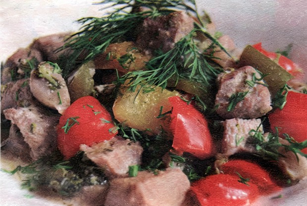 Соте из индейки с грибами