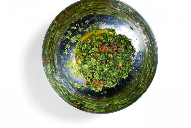 Соус из базилика и кинзы с хересным уксусом