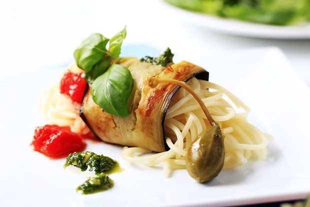 Спагетти с баклажанами