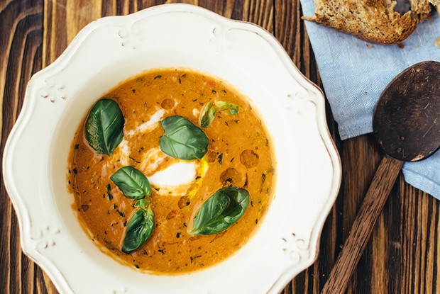 Суп из печеных томатов черри