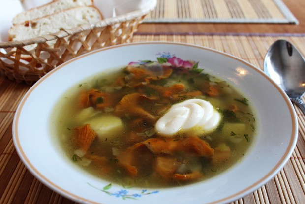 Суп из свежих лисичек