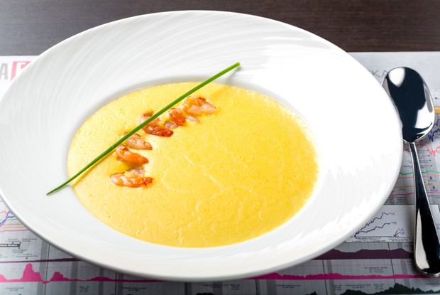 Суп-крем из кукурузы с креветками