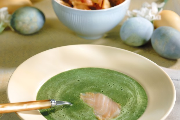 Суп-пюре гороховый с копченым палтусом