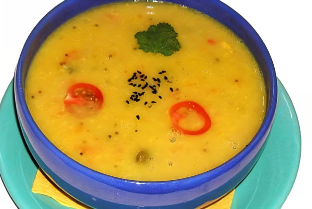 Суп-пюре из чечевицы со сладким перцем