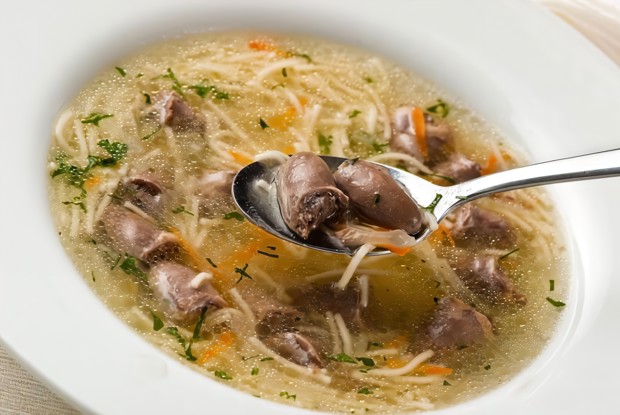 Суп с куриными сердечками