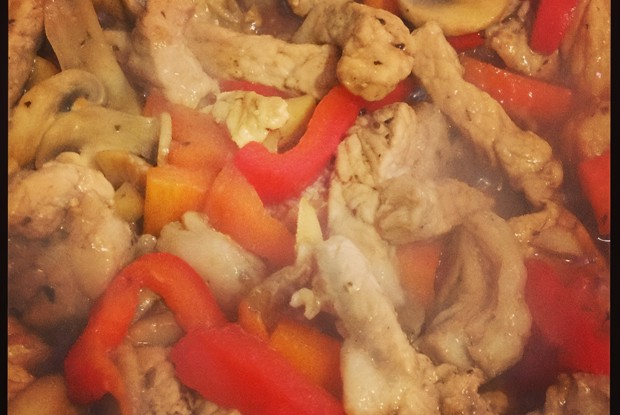 Свинина стир фрай с грибами и овощами