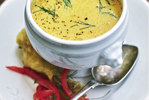 Сырный суп из желтого перца с курицей