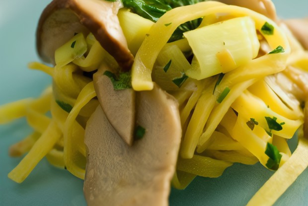 Тальятелле с грибами, лимонной цедрой, пармезаном и аргановым маслом