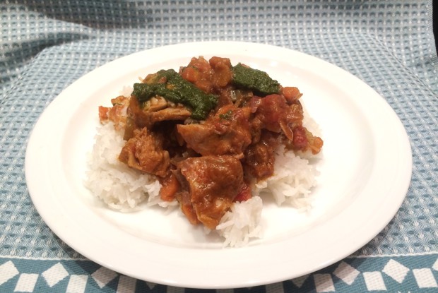 Тажин из морского окуня с черемулой